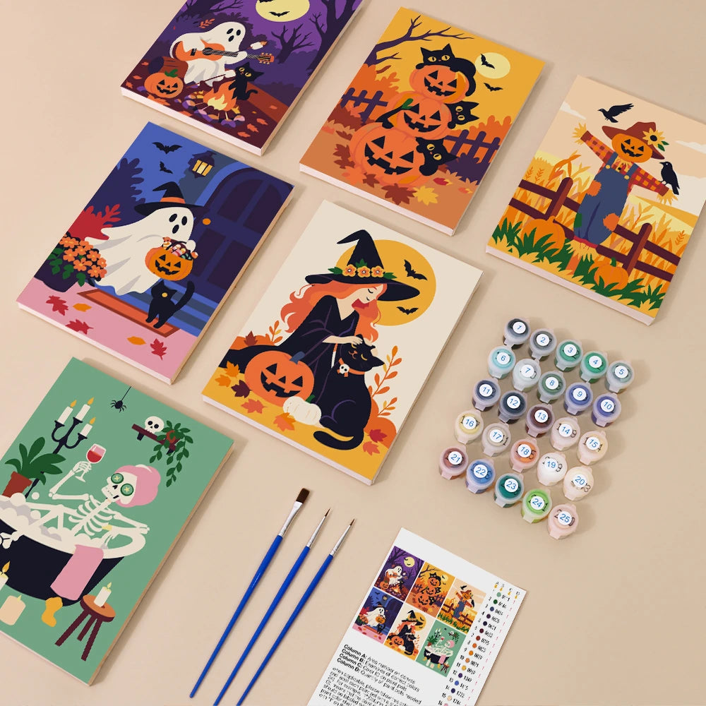 
Paint by Numbers – 6 Mini Paintings | Cozy Autumn Night Tales Set