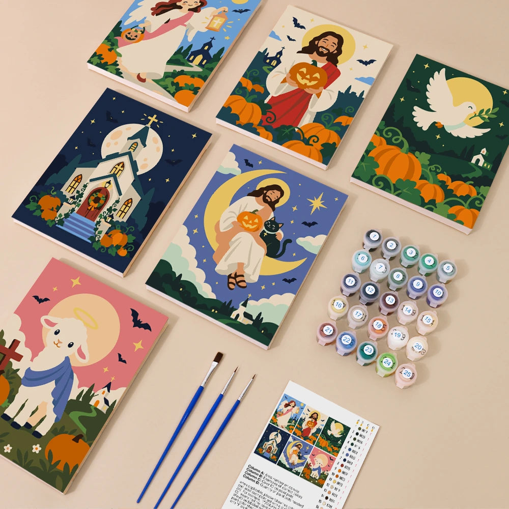 Paint by Numbers – 6 Mini Paintings | Faithful Autumn Blessings Set