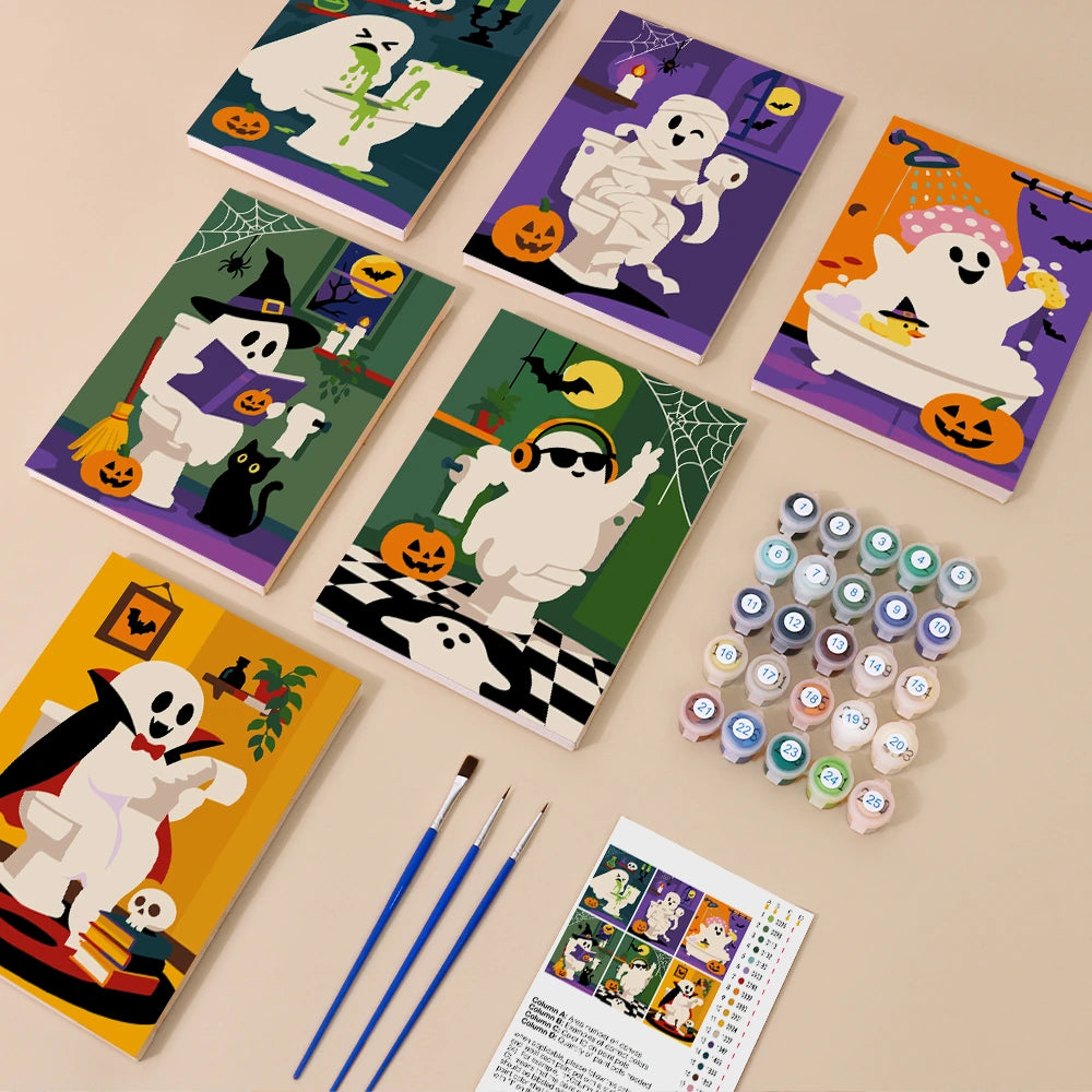Paint by Numbers – 6 Mini Paintings | Ghosts Taking a Bath Set