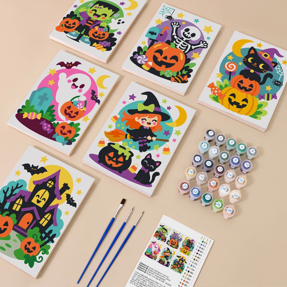 Paint by Numbers – 6 Mini Paintings | Halloween Party Pals Set