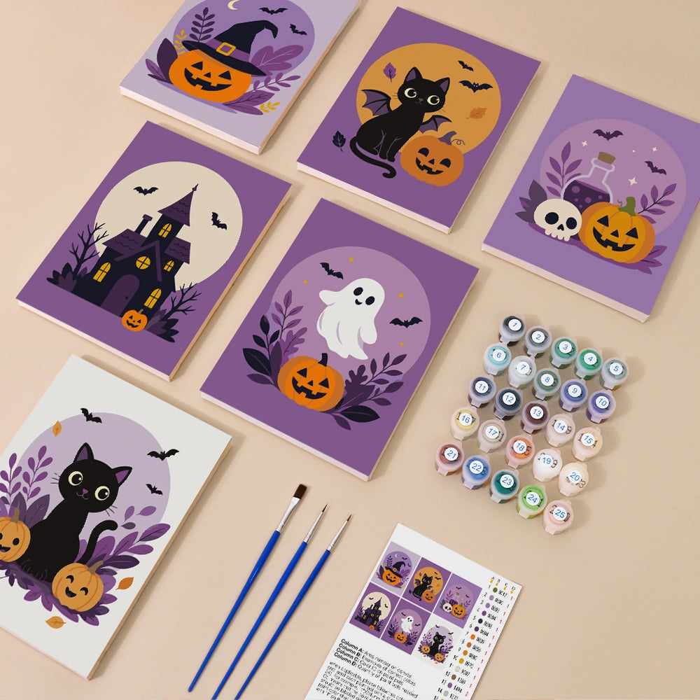 Paint by Numbers – 6 Mini Paintings | Lavender Moon Halloween Set