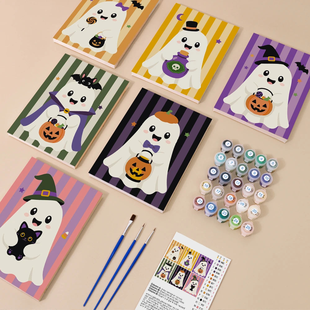 Paint by Numbers – 6 Mini Paintings | Little Costumed Ghosts Set