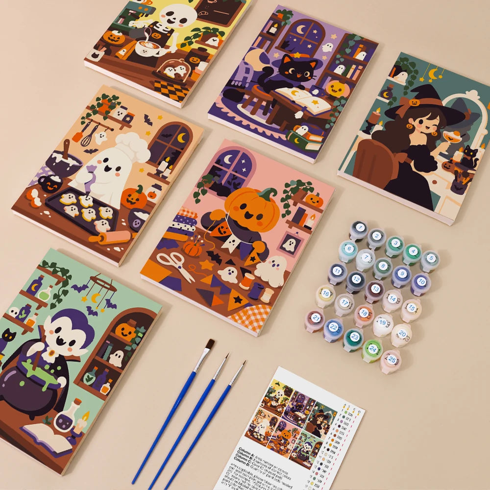 Paint by Numbers – 6 Mini Paintings | Monsters in the Kitchen Set