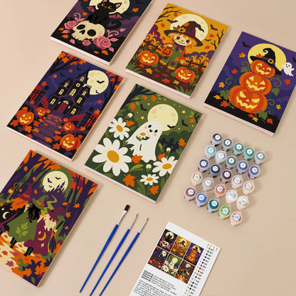 Paint by Numbers – 6 Mini Paintings | Moonlit Autumn Haunts Set