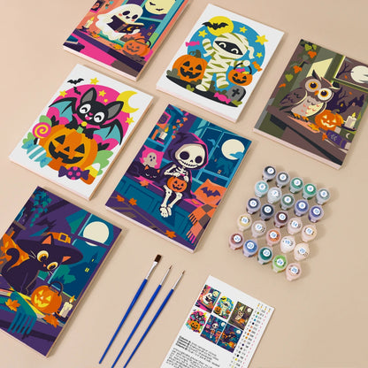 Paint by Numbers – 6 Mini Paintings | Neon Haunted House Night Set