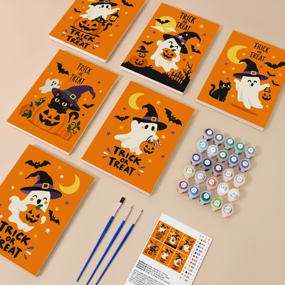 Paint by Numbers – 6 Mini Paintings | Orange Trick or Treat Ghosts Set