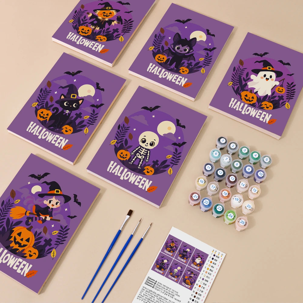 Paint by Numbers – 6 Mini Paintings | Purple Halloween Lettering Set