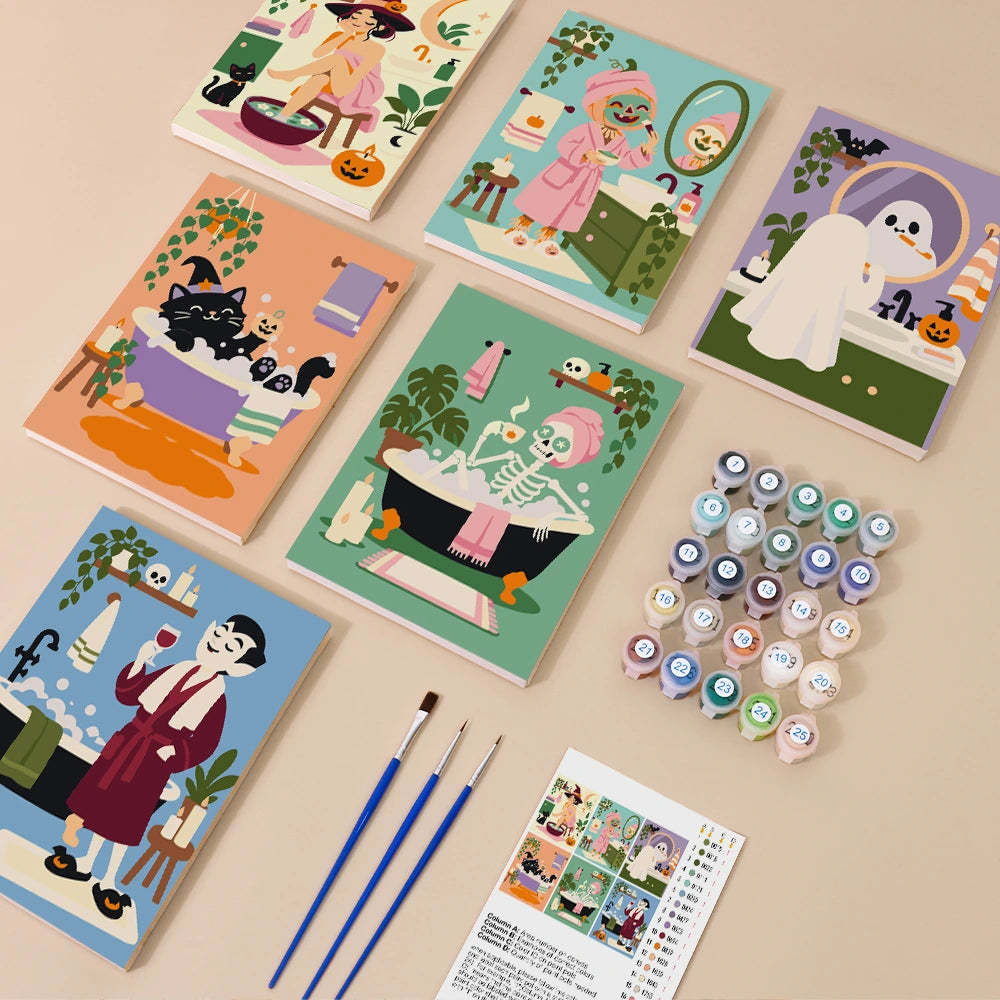 
Paint by Numbers – 6 Mini Paintings | Spooky Spa Day Set