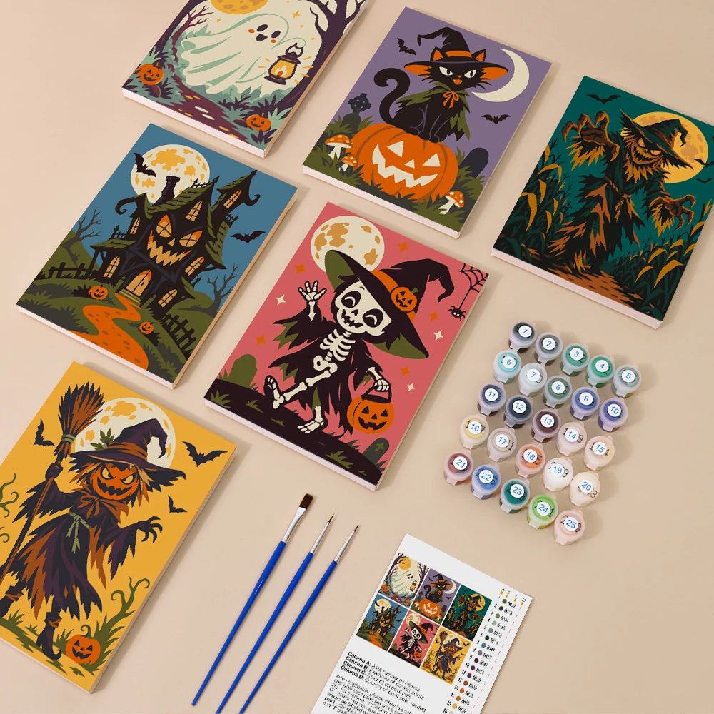 Paint by Numbers – 6 Mini Paintings | Storybook Haunted Night Set