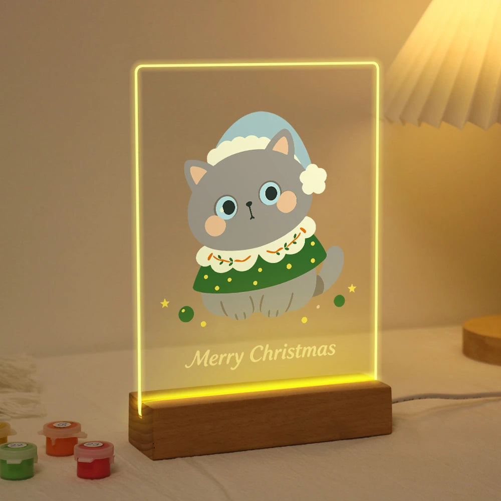 Paint by Numbers - Christmas Light | Grey Cat in a Festive Collar