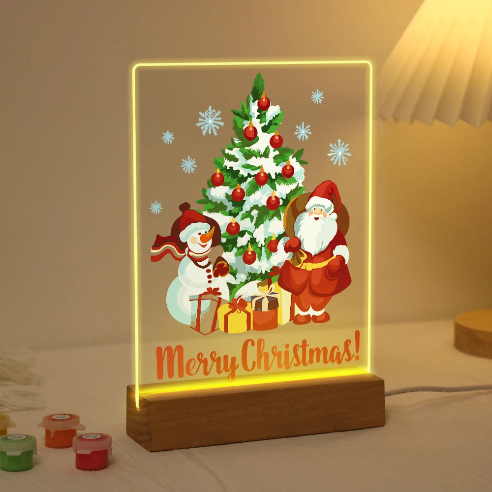 Paint by Numbers - Christmas Light | Santa and Snowman at the Tree