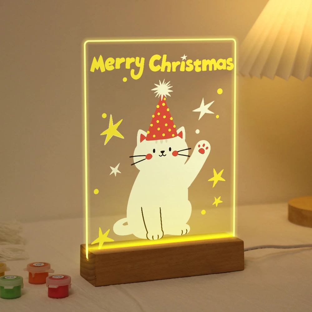 
Paint by Numbers - Christmas Light | White Cat in a Party Hat