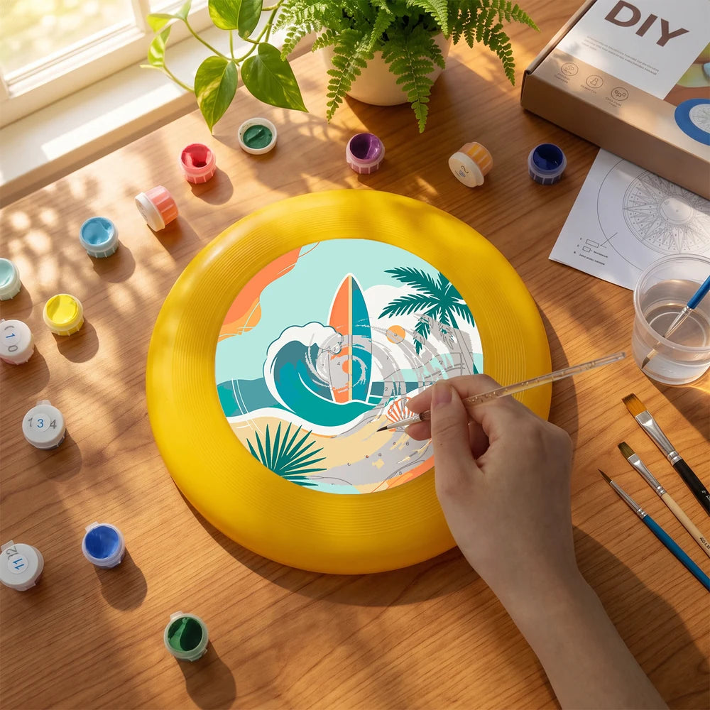Paint by Numbers - Frisbee | Beach with a Surfboard