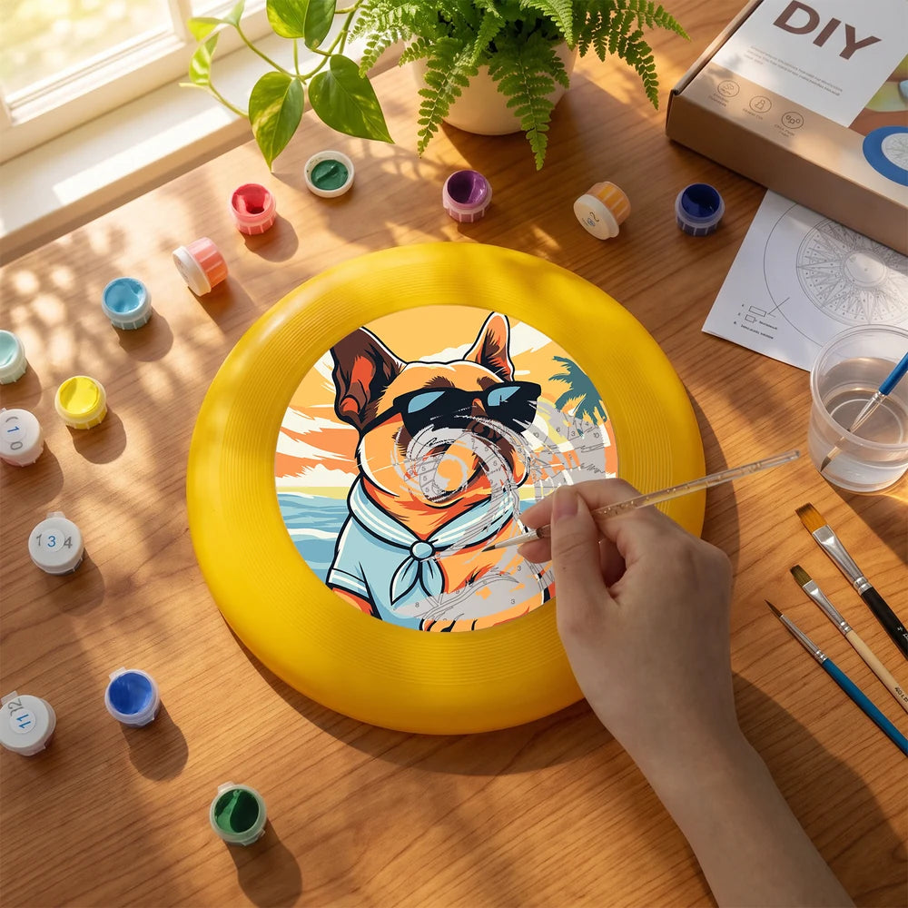 
Paint by Numbers - Frisbee | Bulldog on the Beach