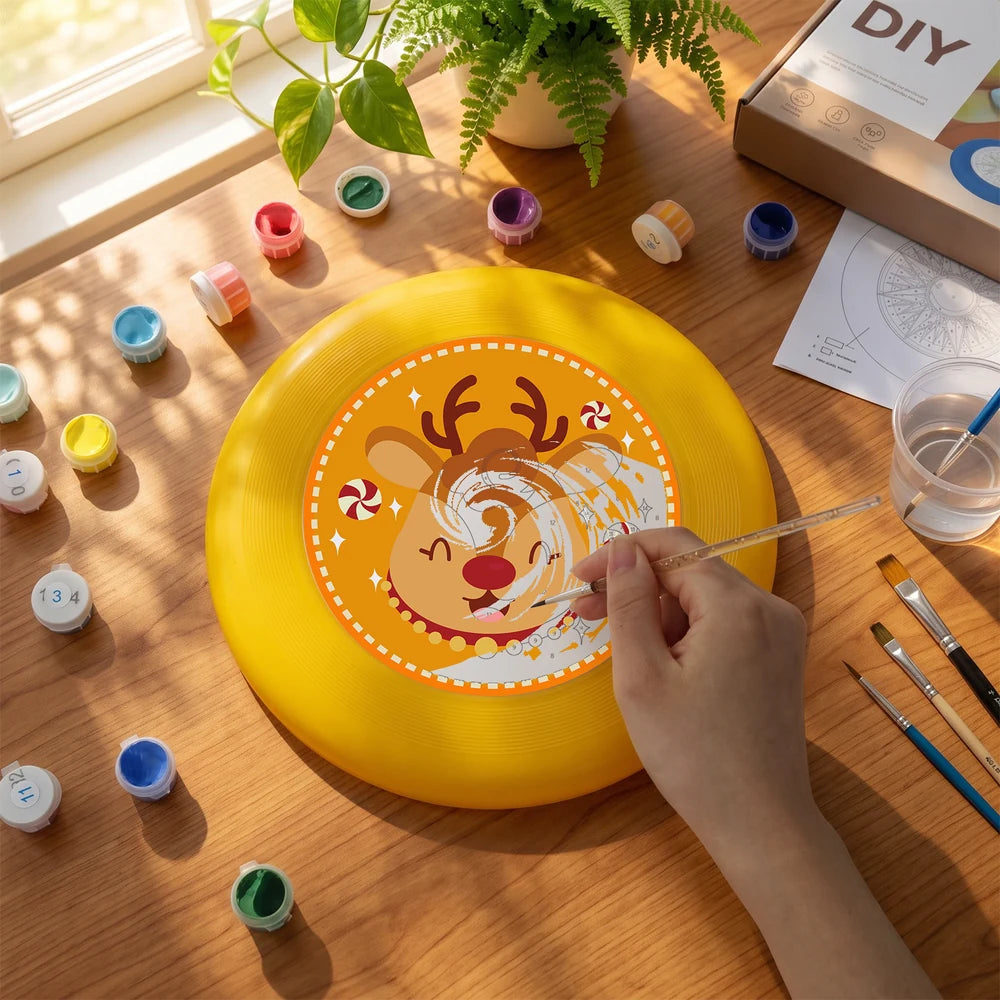 Paint by Numbers - Frisbee | Candy Cane Reindeer