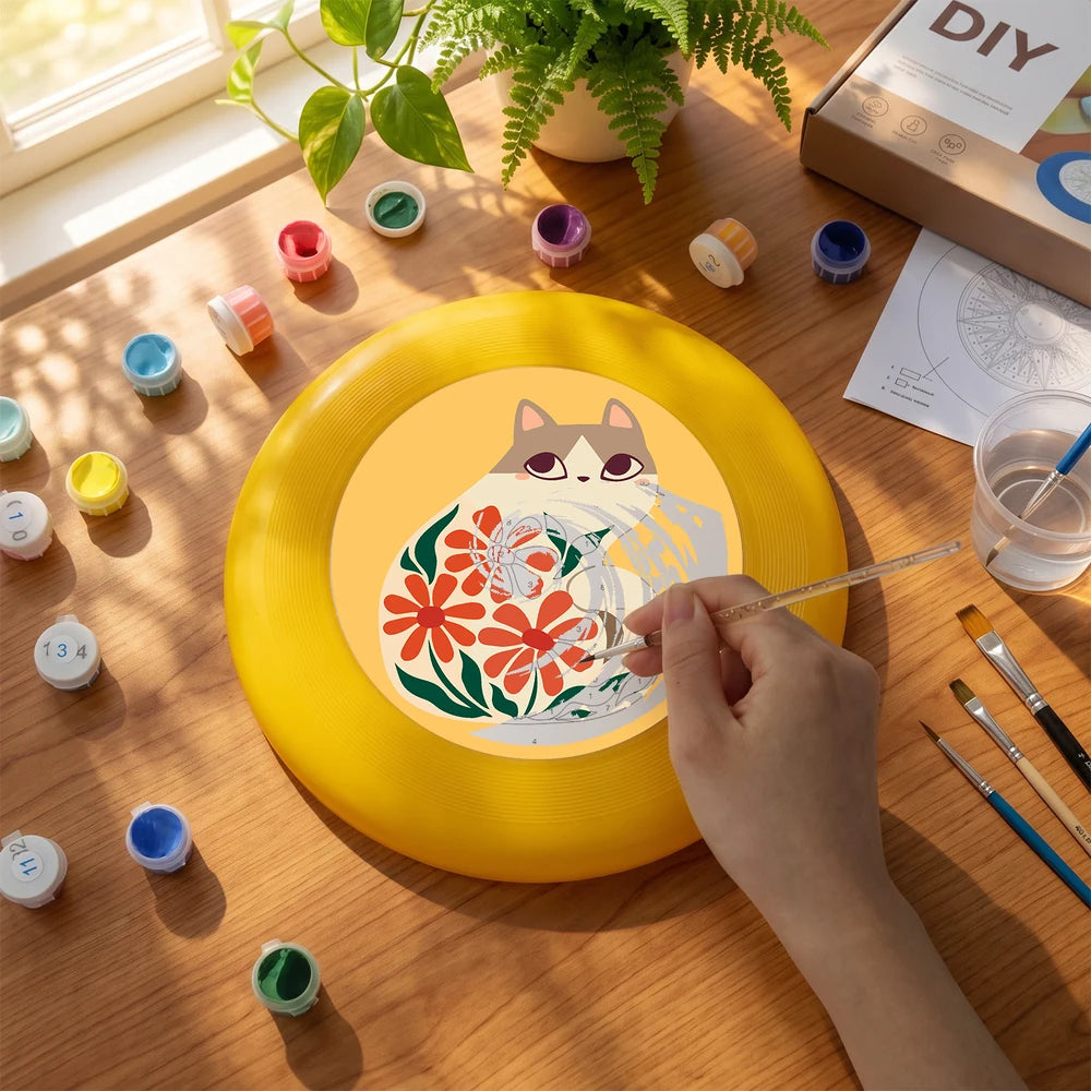 Paint by Numbers - Frisbee | Cat with Orange Blooms