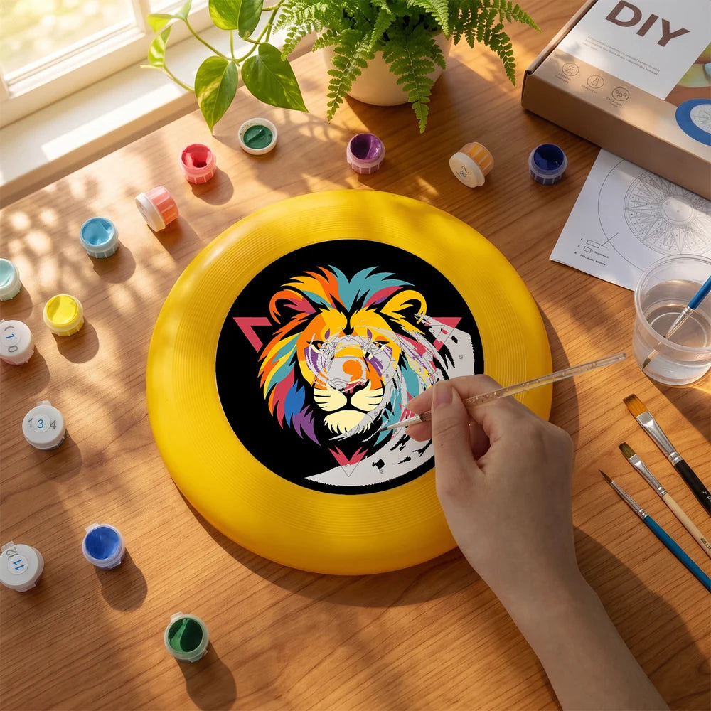 
Paint by Numbers - Frisbee | Colorful Lion Emblem