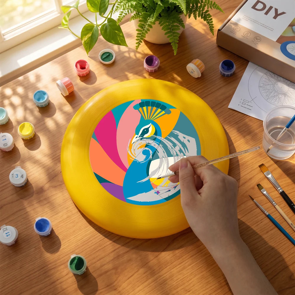 
Paint by Numbers - Frisbee | Colorful Peacock