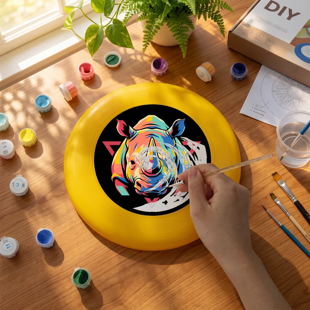 Paint by Numbers - Frisbee | Colorful Rhino Emblem