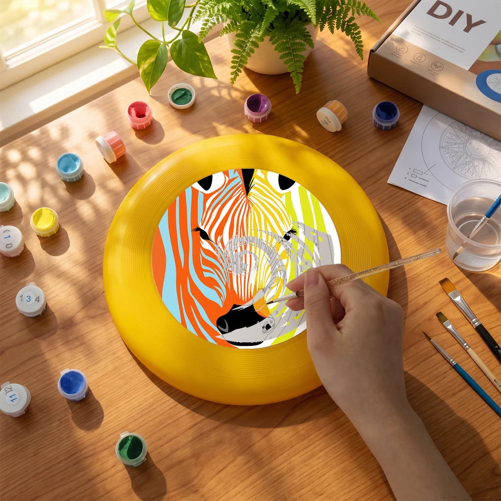 
Paint by Numbers - Frisbee | Colorful Zebra Face