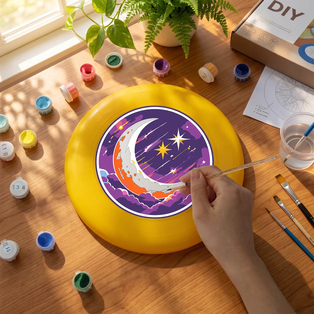 
Paint by Numbers - Frisbee | Crescent Moon and Stars