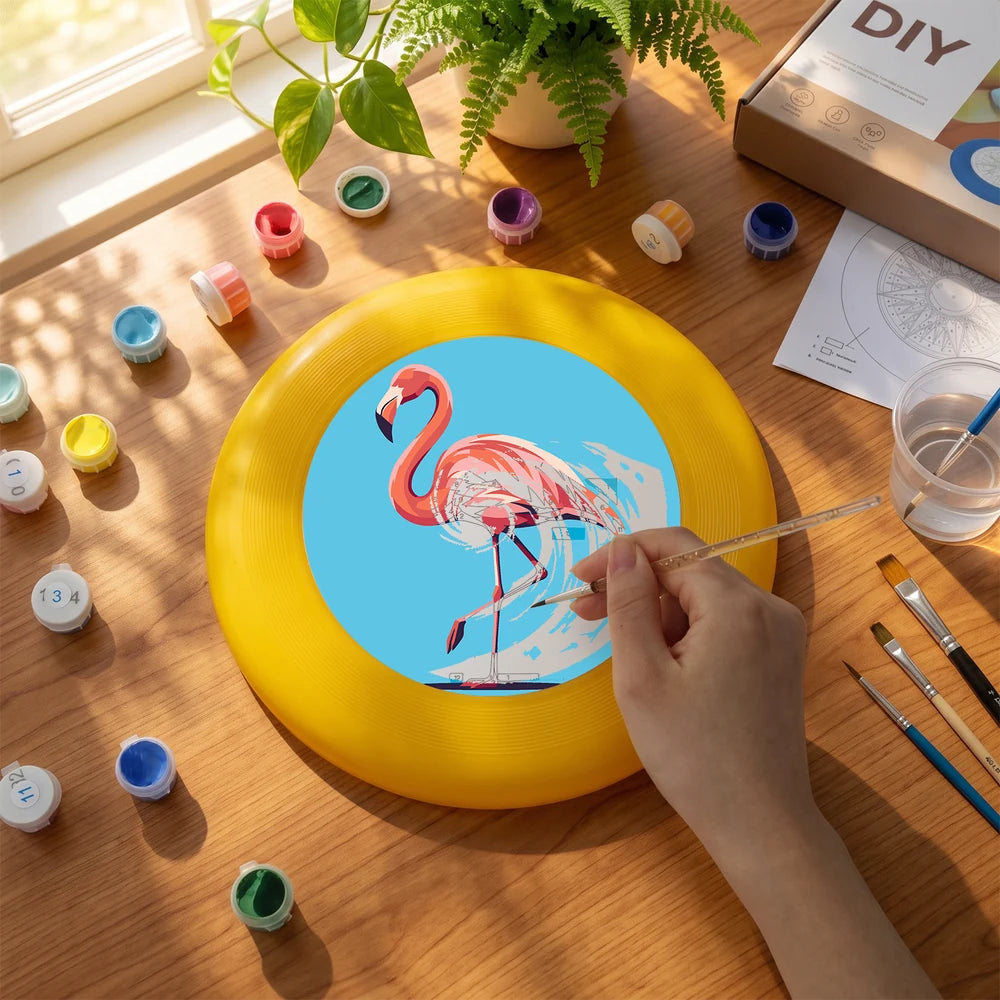 
Paint by Numbers - Frisbee | Flamingo on Blue