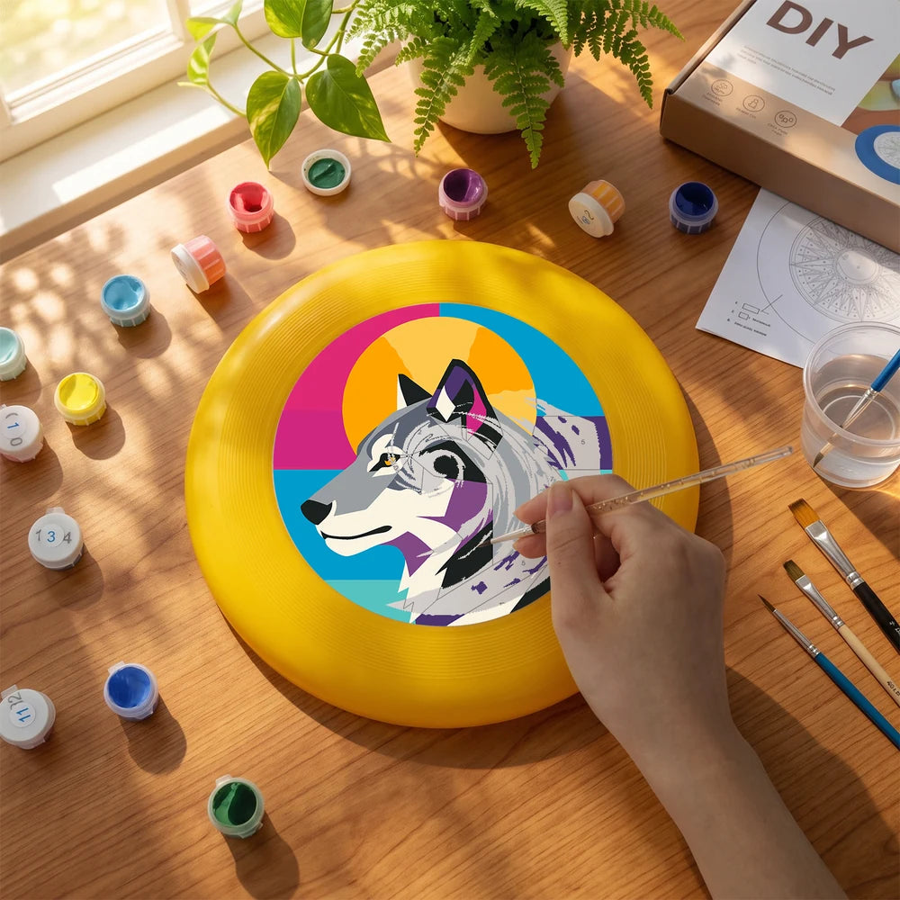 Paint by Numbers - Frisbee | Geometric Wolf Head
