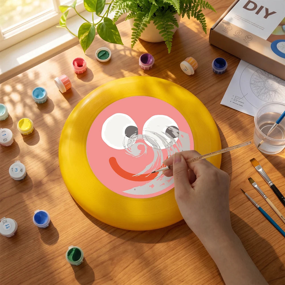 
Paint by Numbers - Frisbee | Pink Smiley Face