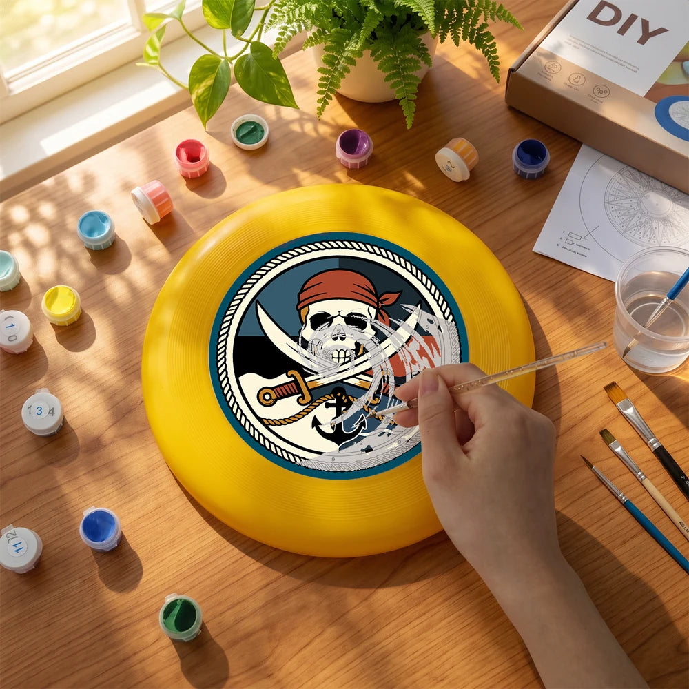 Paint by Numbers - Frisbee | Pirate Skull and Swords