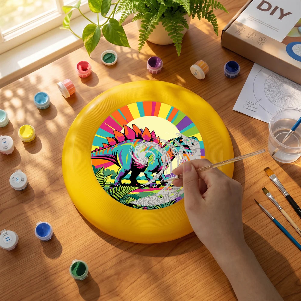 
Paint by Numbers - Frisbee | Rainbow Stegosaurus