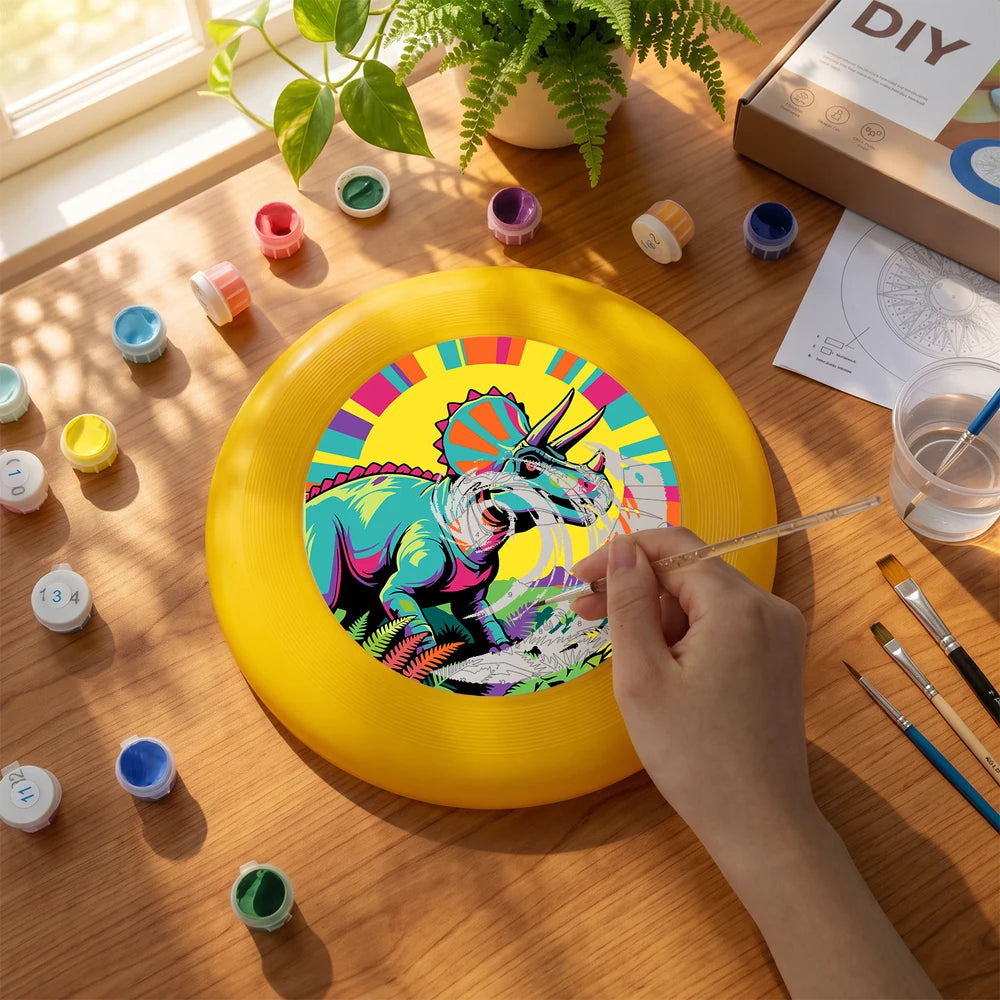 Paint by Numbers - Frisbee | Rainbow Triceratops