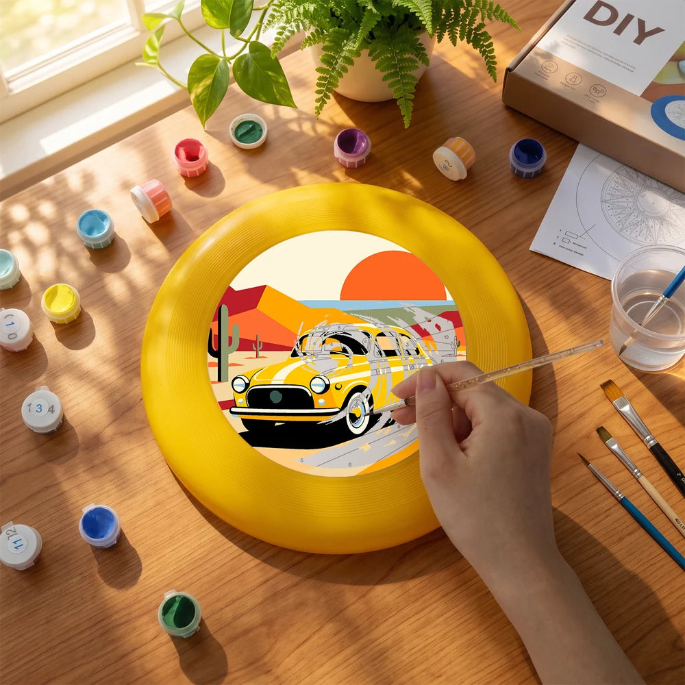 Paint by Numbers - Frisbee | Yellow Car at Sunset