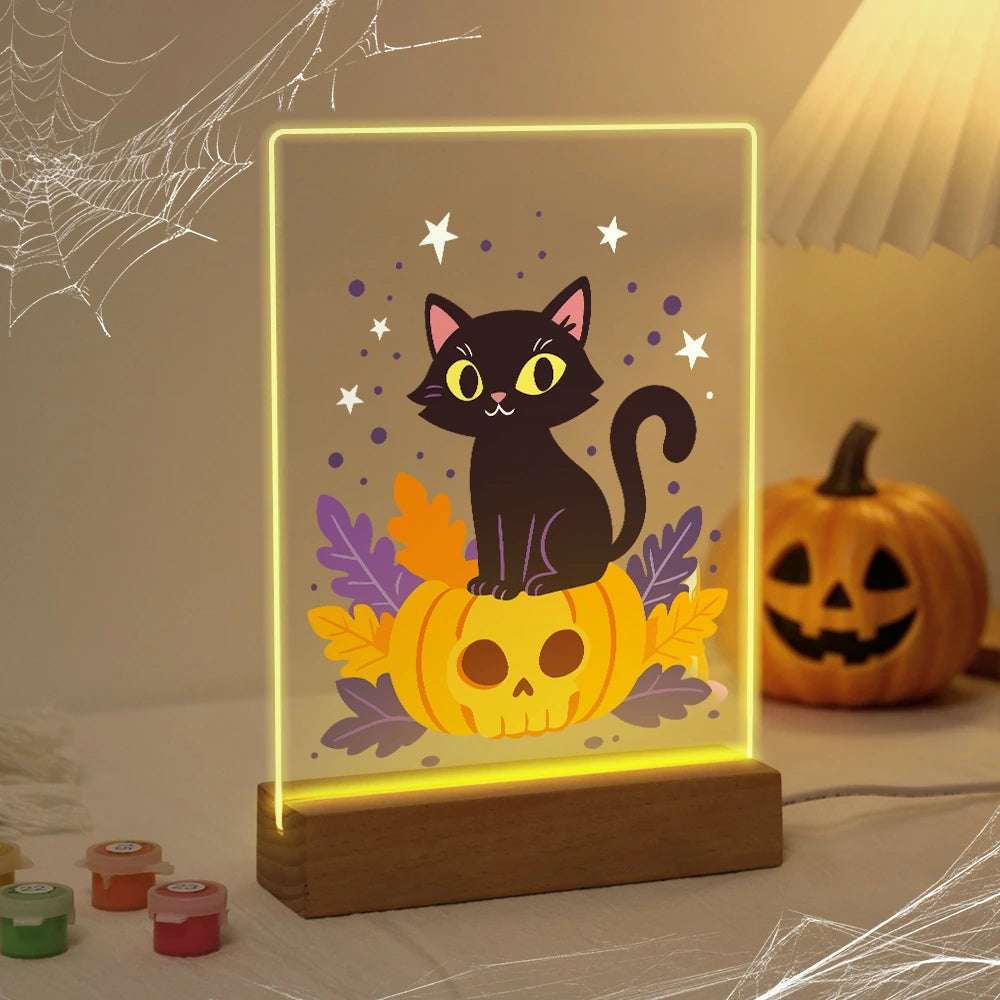 
Paint by Numbers - Halloween Light | Black Cat on a Pumpkin