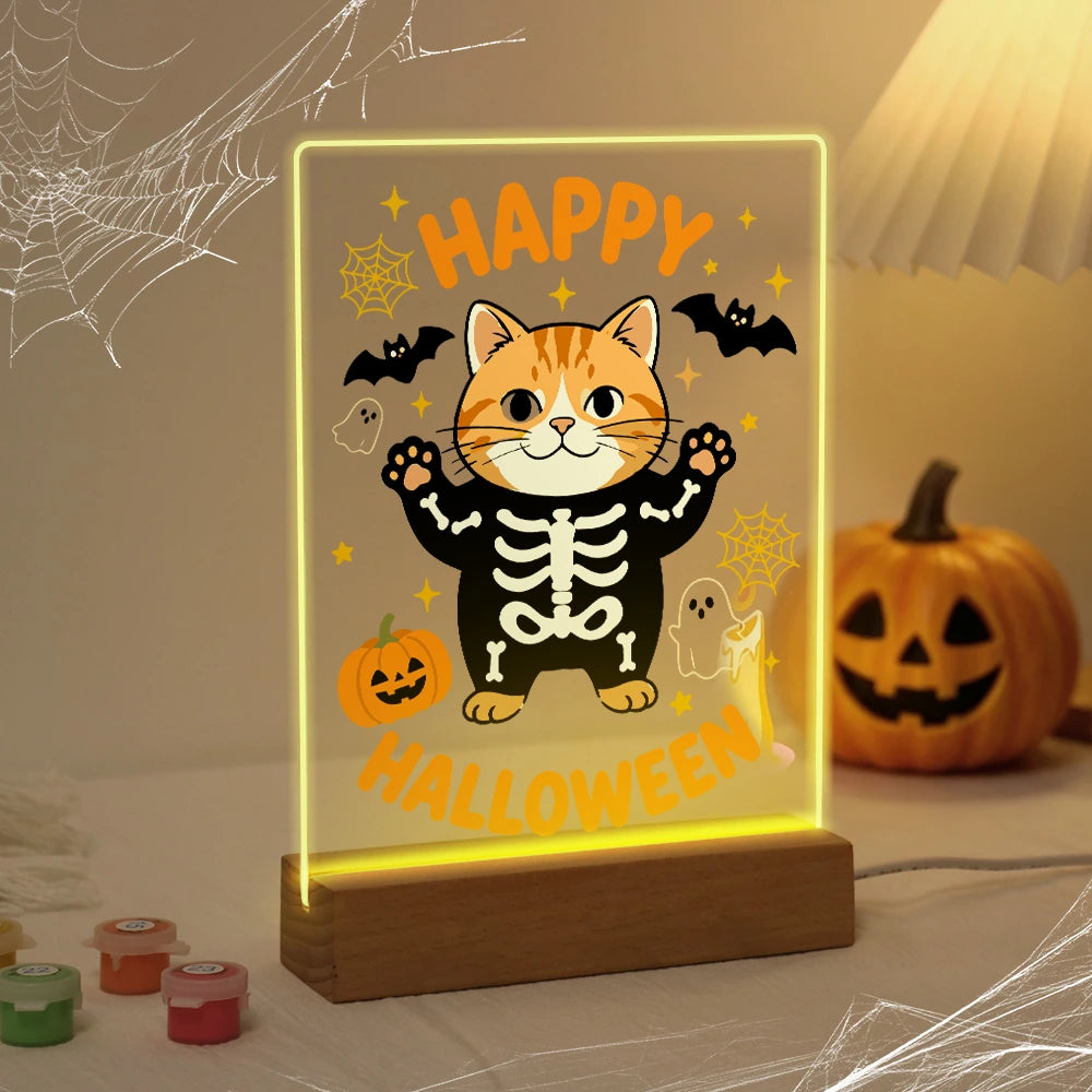 
Paint by Numbers - Halloween Light | Cat in a Skeleton Suit