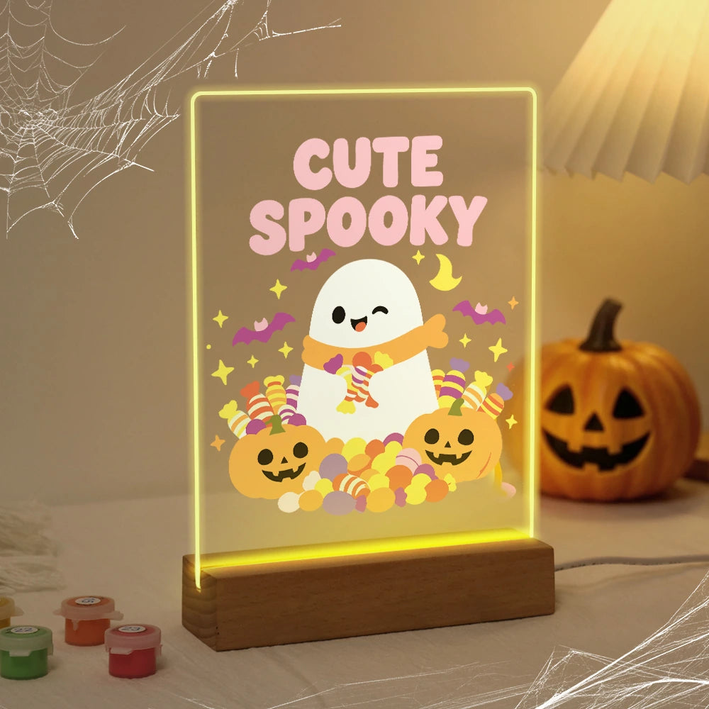 
Paint by Numbers - Halloween Light | Cute Spooky Ghost with Candy