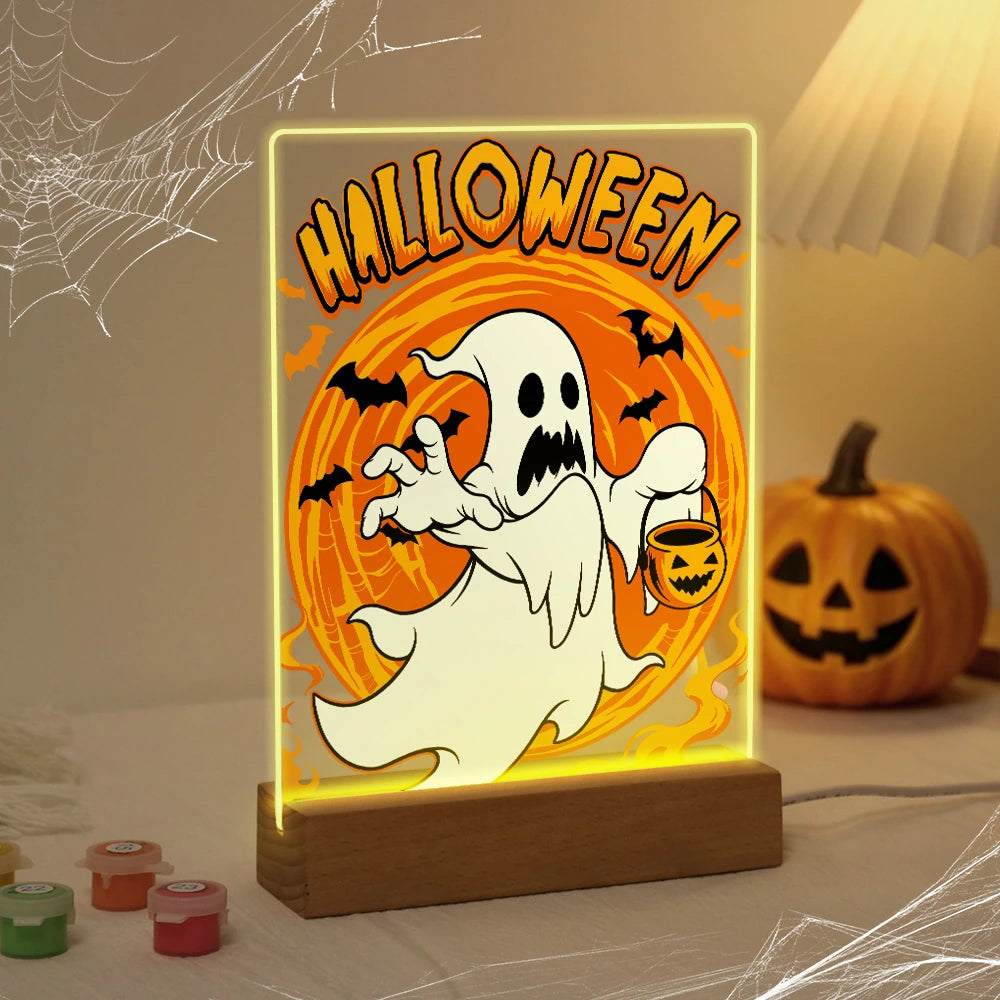 Paint by Numbers - Halloween Light | Ghost with Candy Bucket