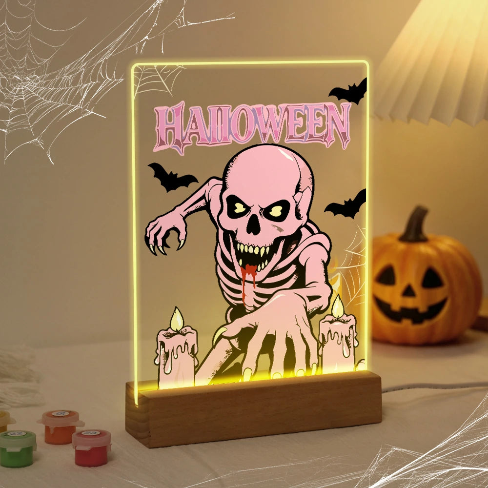 Paint by Numbers - Halloween Light | Pink Skeleton Rising