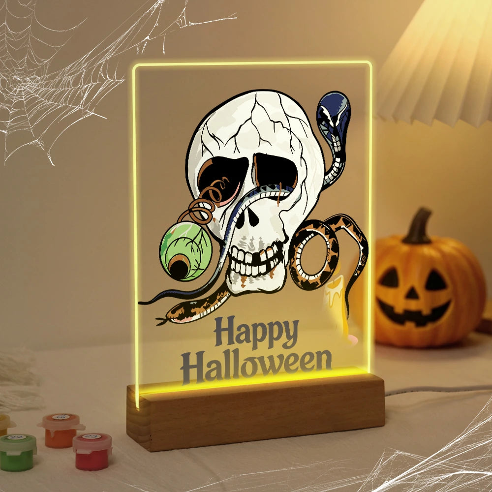 
Paint by Numbers - Halloween Light | Skull with Snake and Eye