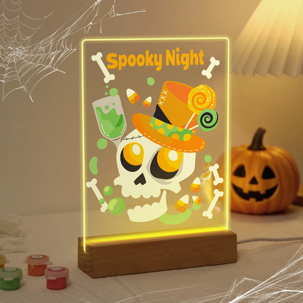 
Paint by Numbers - Halloween Light | Spooky Night Party Skull