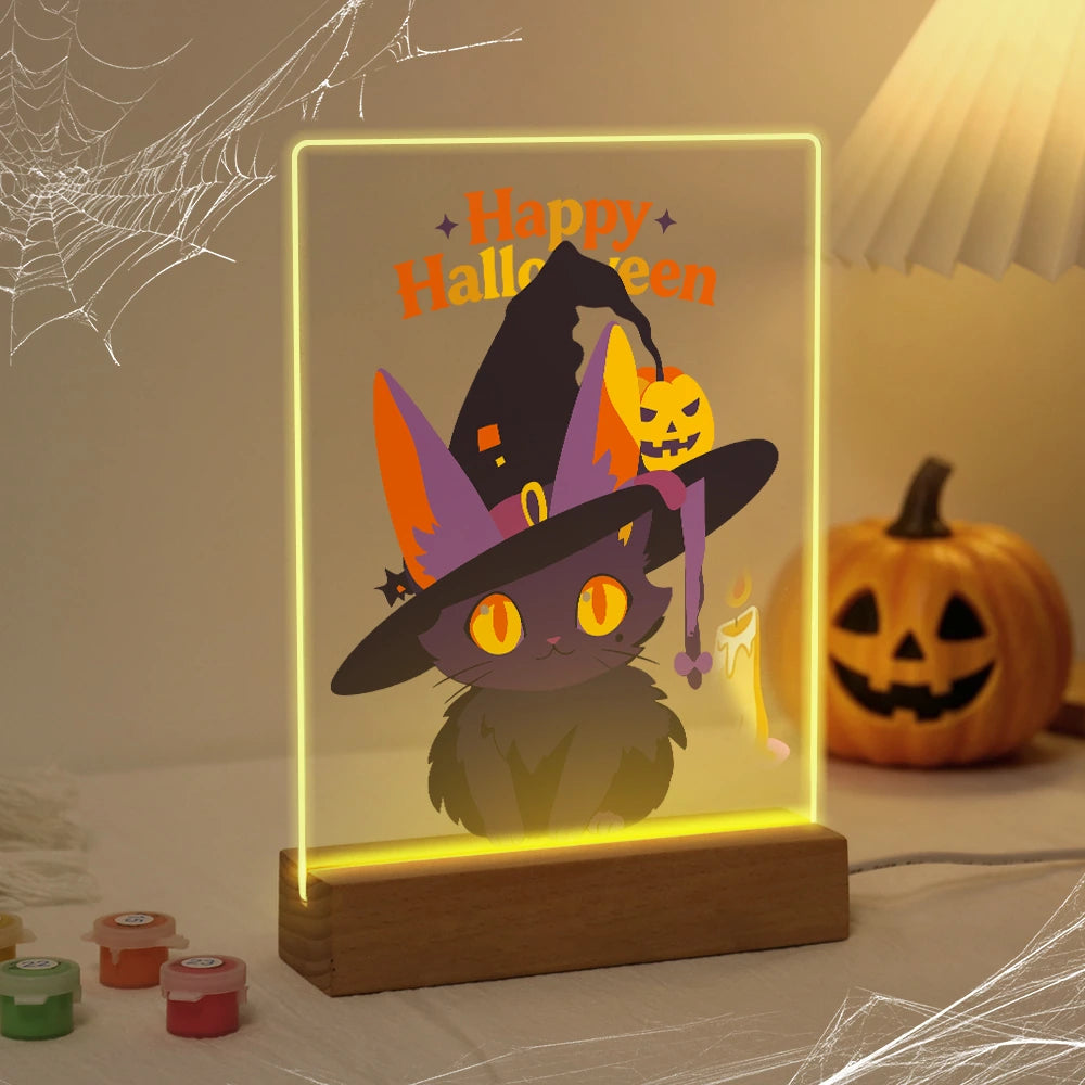 Paint by Numbers - Halloween Light | Witch Cat in a Big Hat