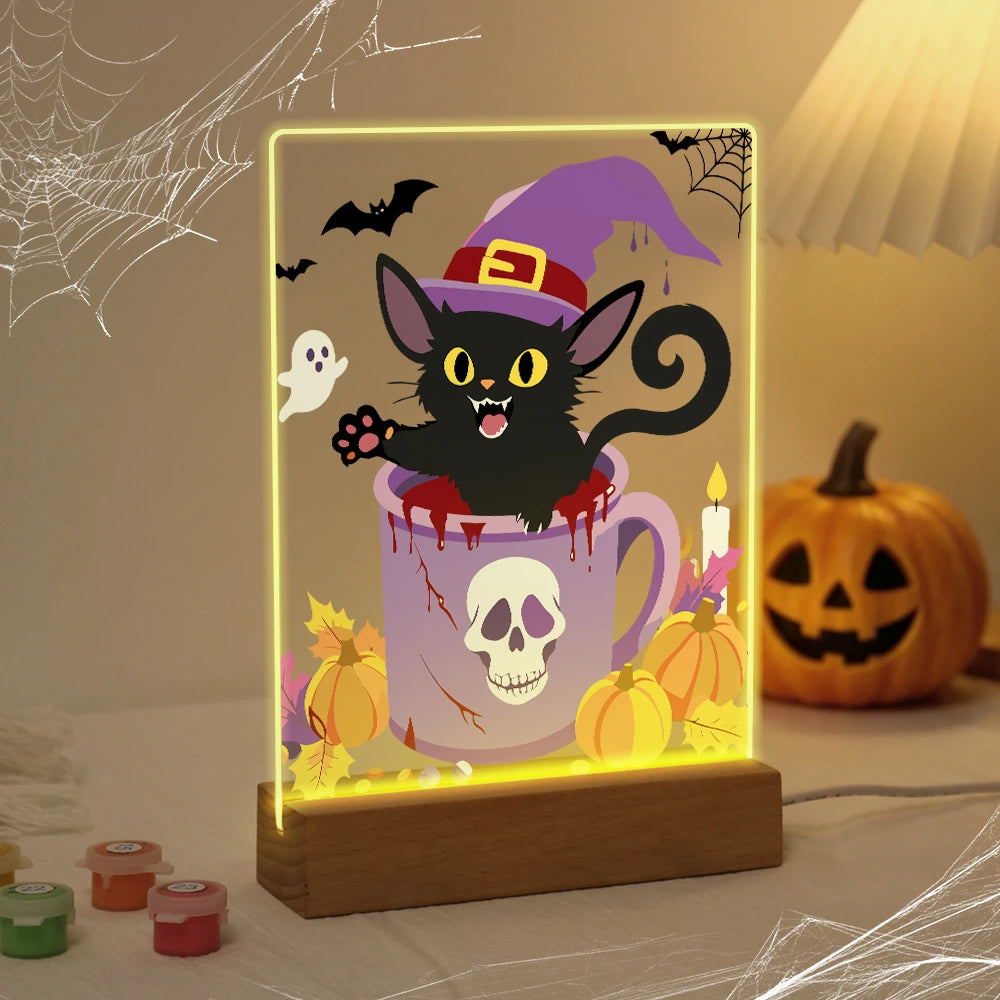 
Paint by Numbers - Halloween Light | Witch Cat in a Teacup