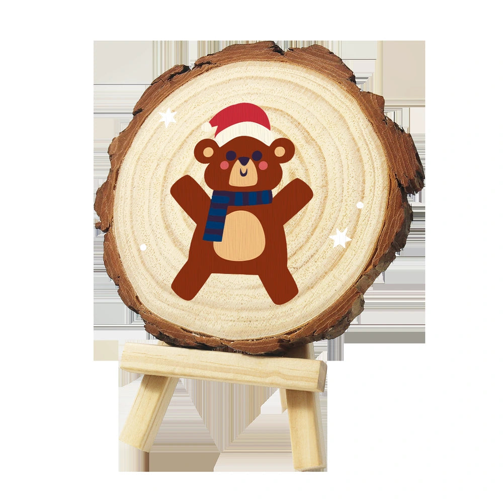 
Paint by Numbers - Wood Slice | Bear in a Blue Scarf