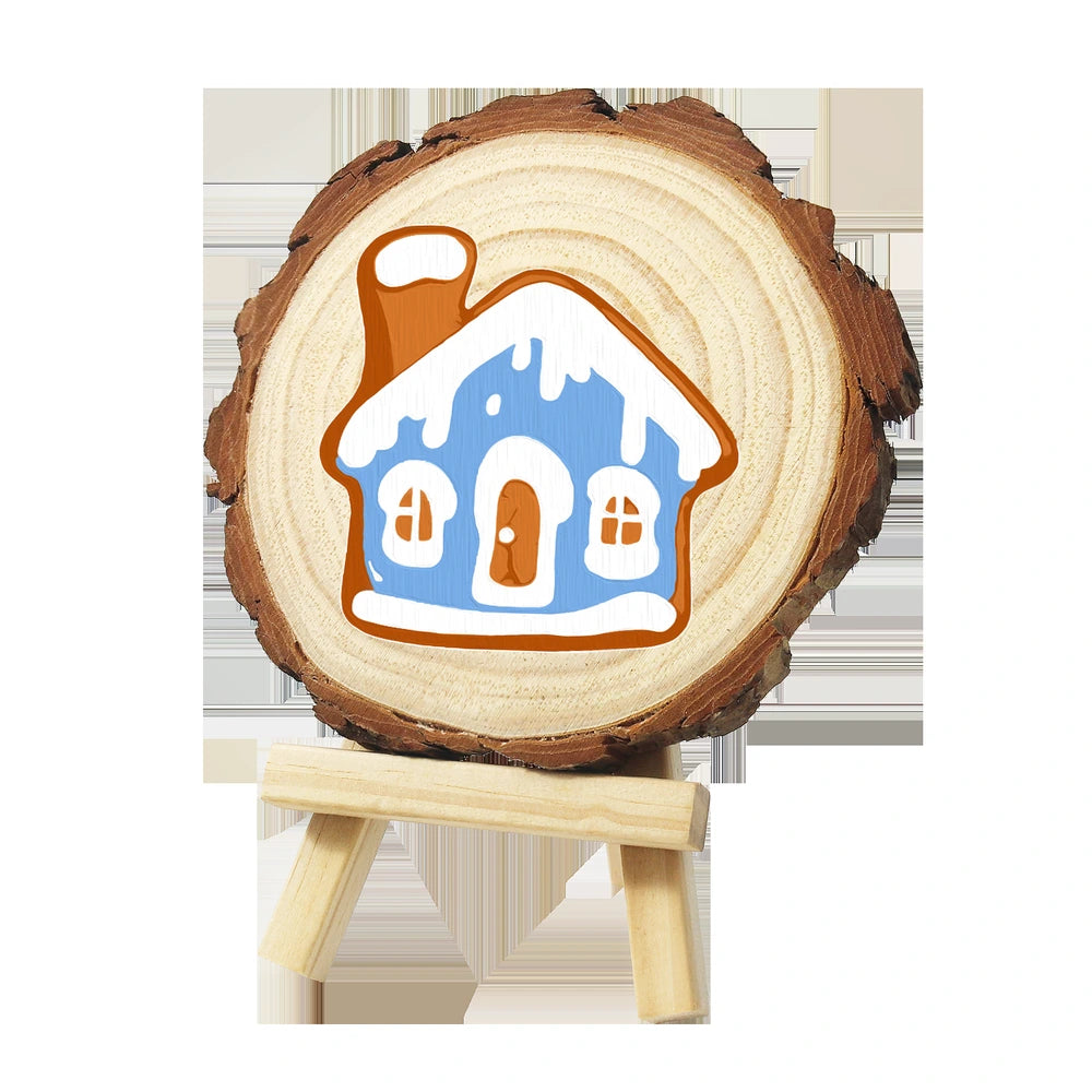 
Paint by Numbers - Wood Slice | Blue Gingerbread House