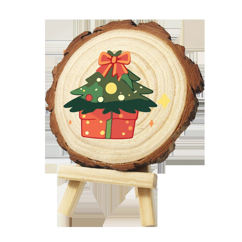 
Paint by Numbers - Wood Slice | Christmas Tree with Presents