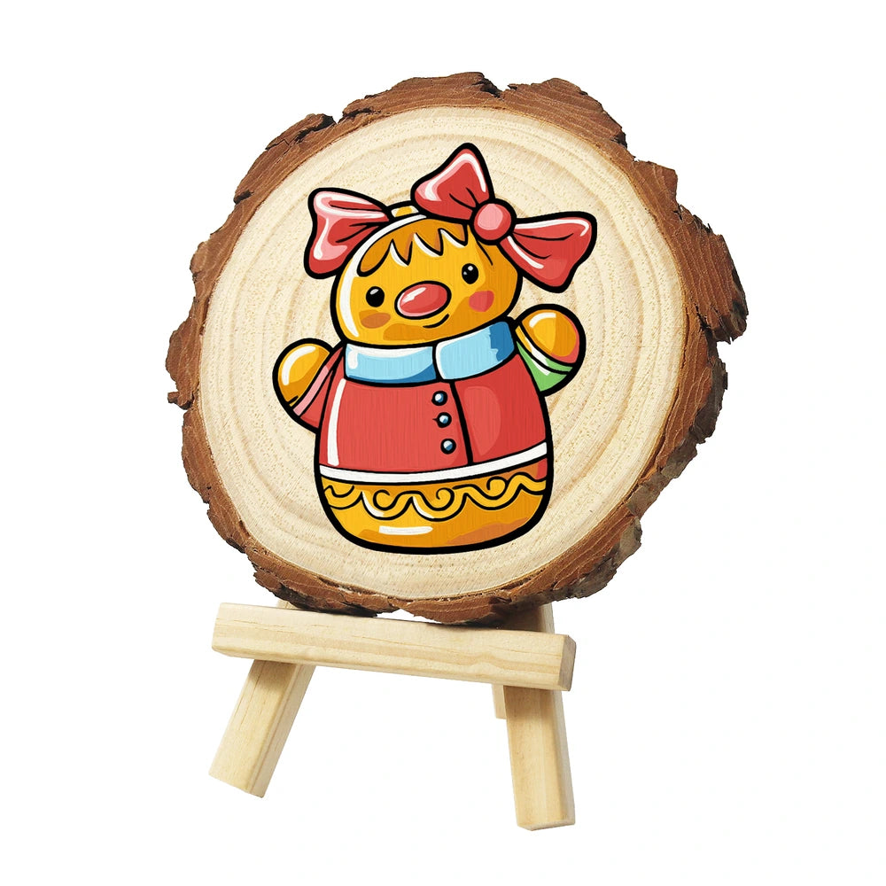 
Paint by Numbers - Wood Slice | Gingerbread Girl with a Bow