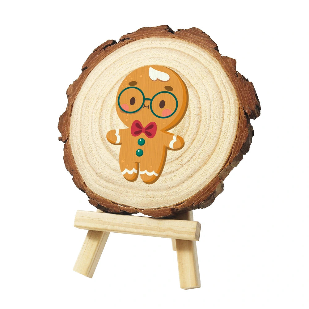 Paint by Numbers - Wood Slice | Gingerbread Man with Glasses