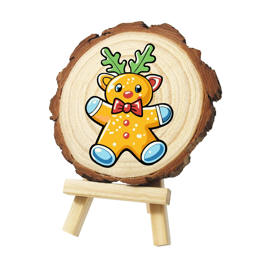 
Paint by Numbers - Wood Slice | Gingerbread Reindeer