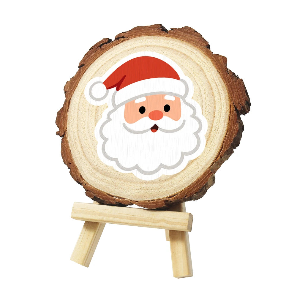 
Paint by Numbers - Wood Slice | Santa Face in a Red Hat