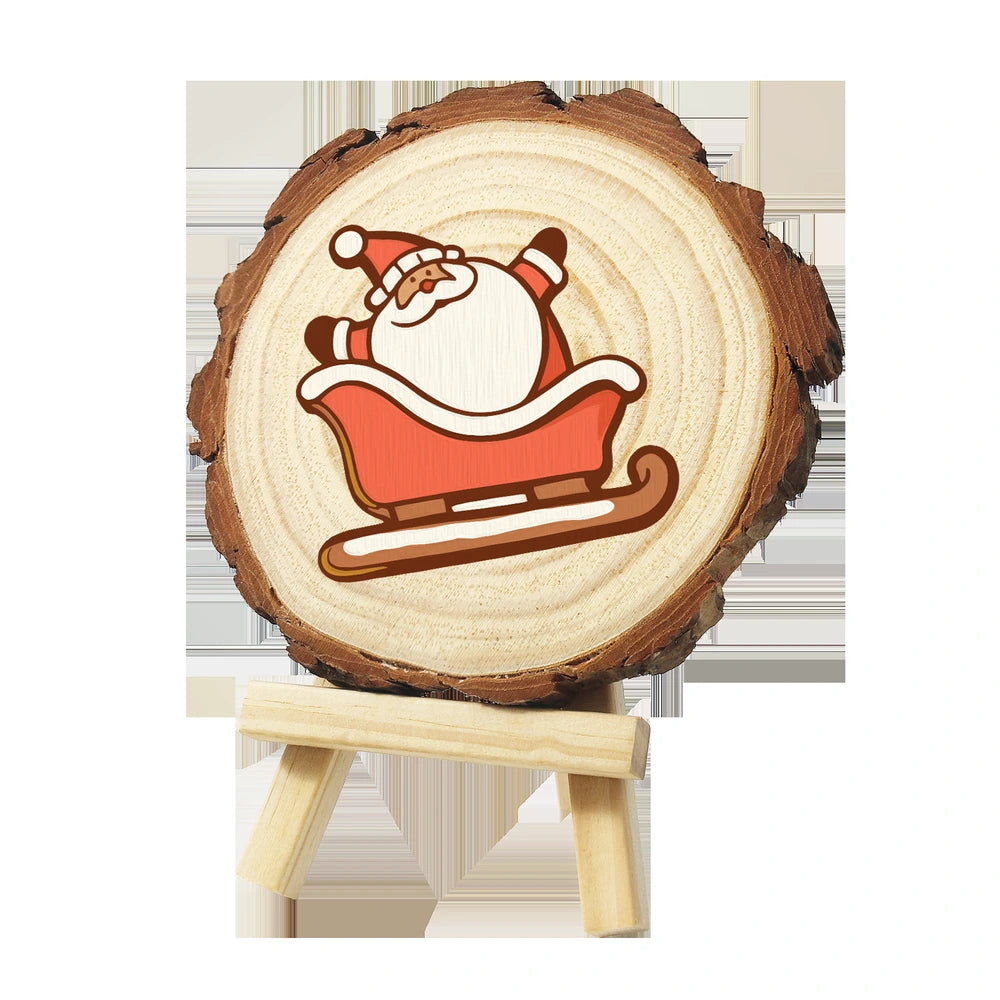 
Paint by Numbers - Wood Slice | Santa Sleigh Cookie