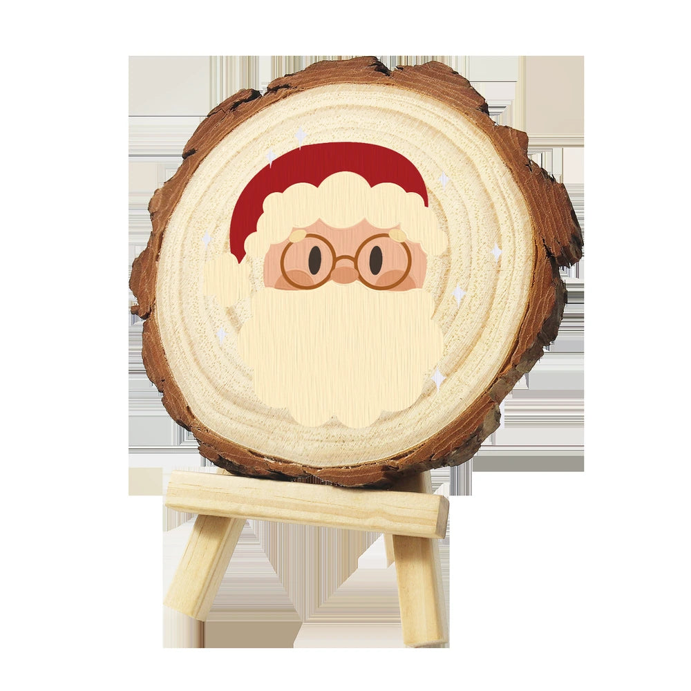 Paint by Numbers - Wood Slice | Santa with Round Glasses